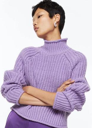 Фіолетовий зимовий в'язаний светр h&m 💜 (тільки продаж)