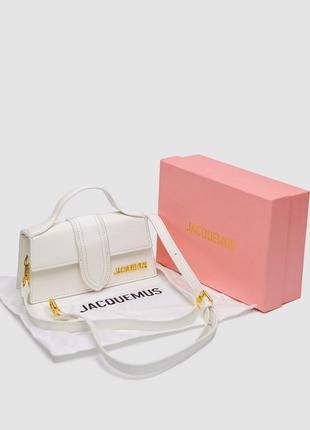Женская белая сумка из натуральной кожи в стиле jacquemus le bambino small handbag