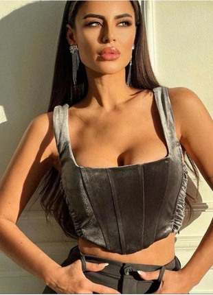Zara вельвет корсет топ