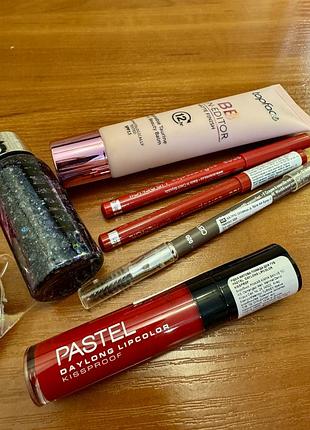 Матовая помада pastel 09, карандаш для бровей, для губ, тональный крем