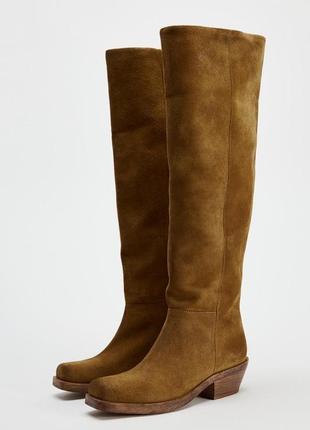 Ботинки женские коричневые замша zara new