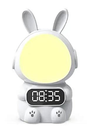 Детские часы с будильником кролик rabbit clock with light white