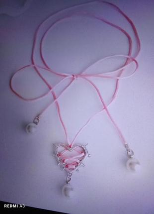 Подвеска с сердечком в розовом цвете