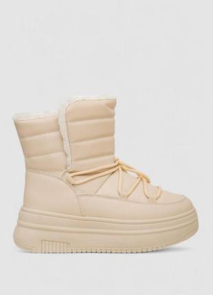 Дутики жіночі зимові на хутрі, колір бежевий, 248ram021