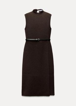 Zara довга трикотажна сукня з ременем