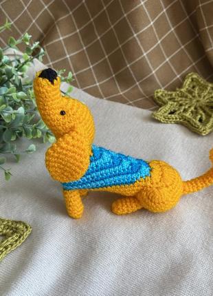 Такса, собачка, песик, вязаная игрушка