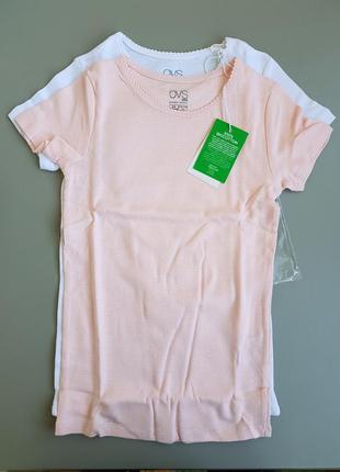 Комплект футболок для девочки 5-6 лет 110-116 ovs розовая белая футболка на девочку хлопок2 фото