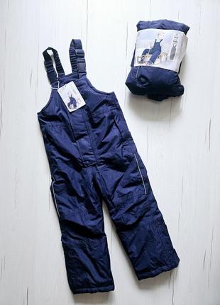 Термоштани дитячі 86-92см, 1-2роки, німеччина, напівкомбінезон зимовий/демісезонний для дівчинки/хлопчика, штани лижні мембранні
