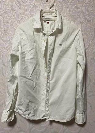 Стильная трендовая базовая белая рубашка бренд Tommy hilfiger