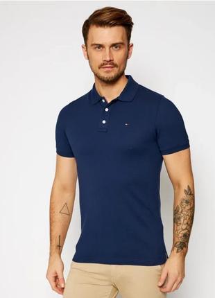 Крутое хлопковое поло синего цвета tommy jeans,💯 оригинал, молниеносная отправка