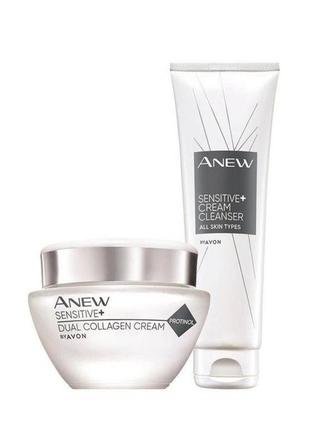 Набор для лица avon anew sensitive+ восстановления коллагена