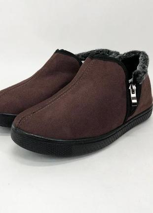 Ботинки на осень утепленные. размер 45, тапочки домашние сапожки. цвет: коричневый3 фото