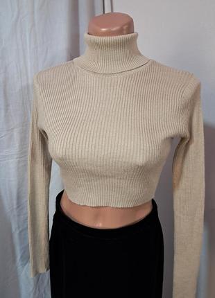 Бежева водолазка топ