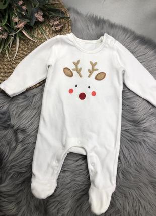 Новогодний велюровый человечек 0-3 мес. christmas новый год редво