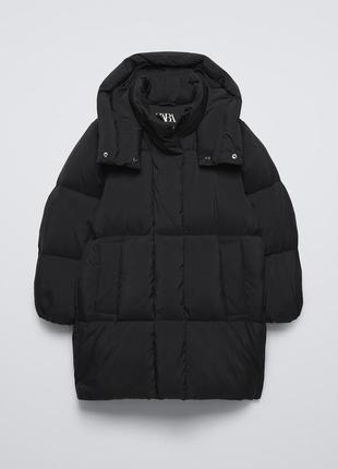 Длинный пуховик с натуральным пухом zara новая коллекция,плащ zara,пуховик zara