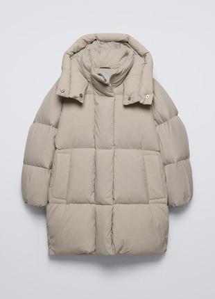 Длинный пуховик с натуральным пухом zara новая коллекция,плащ zara,пуховик zara
