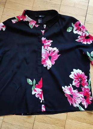 Укороченная рубашка кроп блуза в цветы h&m