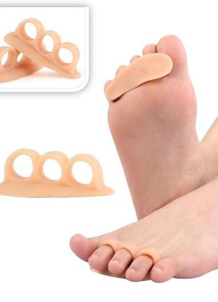 Силіконова міжпальцевий коректор елайнер на три пальці hallux valgus beige