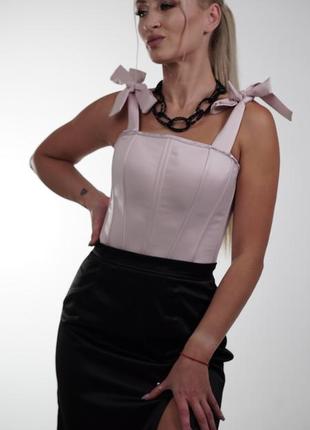 Корсет цільний завязками пудровий