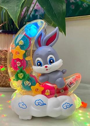 Детский музыкальный ночник зайка на луне moon rabbit детская игрушка с подсветкой и световыми эффектами