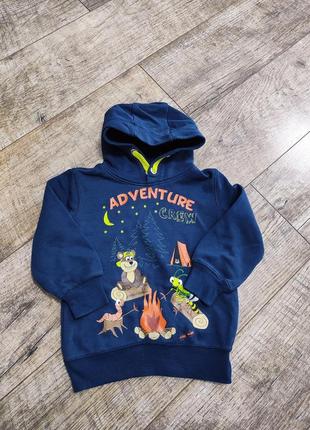 Толстовка, кофта з капюшоном, худі утеплена, з начісом, kiki &koko, р. 104-110, 4-5 роки