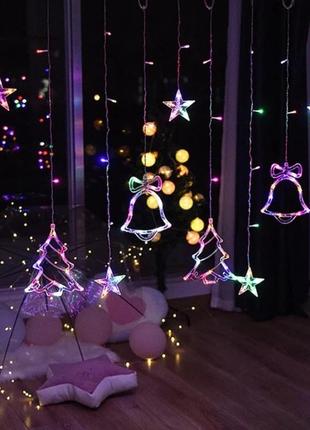Гирлянда штора мульти с формами колокольчики 12 pcs light rgb