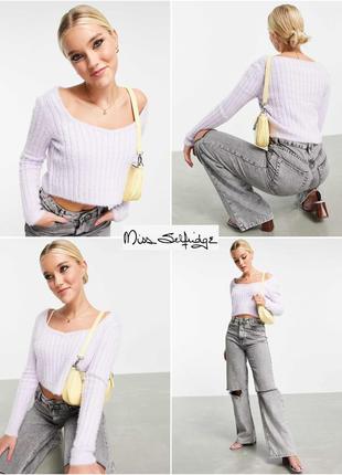 Короткий ліловий м'який в'язаний светр miss selfridge