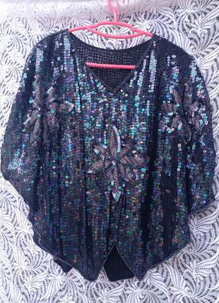 Неймовірна ексклюзивна нарядна  блуза паєтки