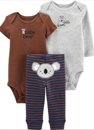 Carters комплект тройка боди и штаны картерс коала