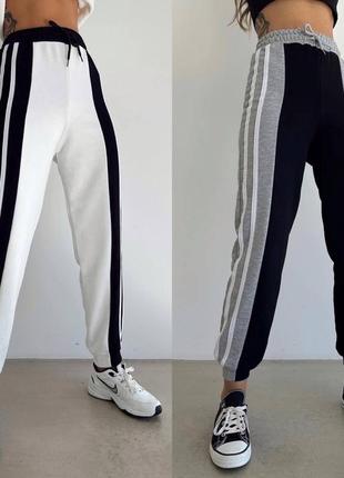Карго штани лампаси брюки карго вставки манжети кишені спортивні висока посадка резинки манжети брюки джогери оверсайз