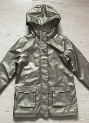 Теплая, удлиненная куртка, ветровка дождевик, на меху, primark. 146/152 в идеале
