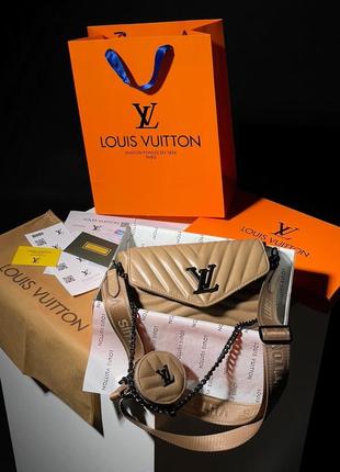 Женская бежевая сумка из эко кожи в стиле louis vuitton wave brown