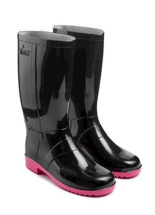 Чоботи чорно-рожеві жіночі гумові р.40/41 тм litma