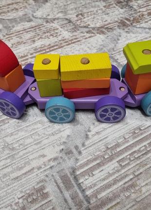 Деревянная игрушка cubika поезд радужный экспресс
