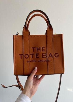 Шкіряна сумка marc jacobs the leather small tote bag brown