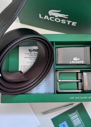 Чоловічий ремінь lacoste з 2 пряжками подарунковий набір на новий рік