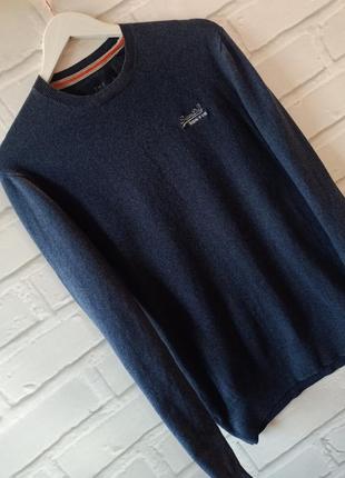 Чоловічий светер superdry склад котон кашемір синього кольору розмір м6 фото