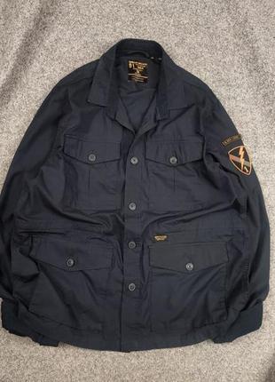 Superdry mfg japan  чоловіча темно синя котонова куртка з кишенями вітровка