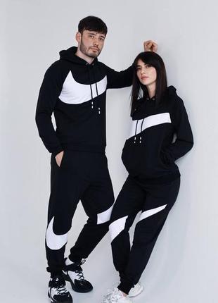 Костюм nike big swosh black (худи+брюки)