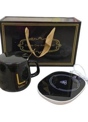 Чашка lucky з підігрівом від usb подарункова коробка black edition