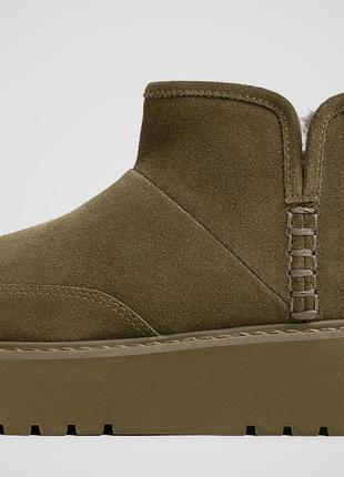 Замшевые угги, угги stradivarius, замшевые ботинки с мехом