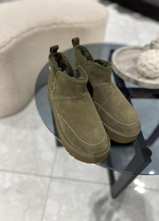 Замшевые угги, угги stradivarius, замшевые ботинки с мехом