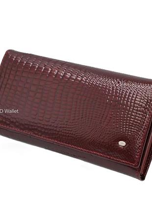 Кошелек женский кожаный лак бордовый большой balisa