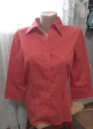 Красная офисная рубашка 46 г.