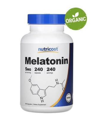 Nutricost, мелатонін, 5 мг, 240 капсул