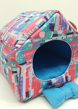 Будиночок для котів і собак акварель блакитний