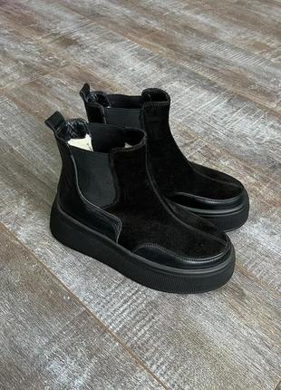 Зимние натуральные ботинки челси,36-41