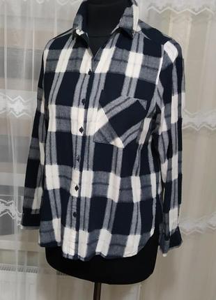 💖👍классическая хлопковая рубашка, блуза в клетку от "zara"2 фото