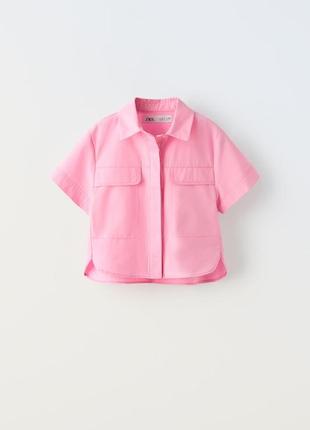 Рубашка розовая поплиновая zara new