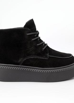 Черевики женские замшевые мех, черные, зимние, материал натуральная замша, размер 36 fw_002397